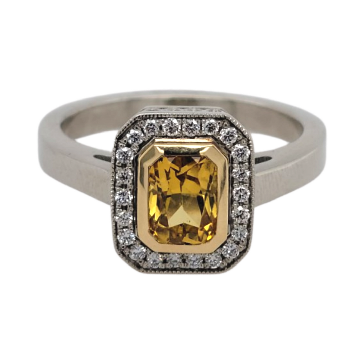 Yellow Sapphire Halo Ring