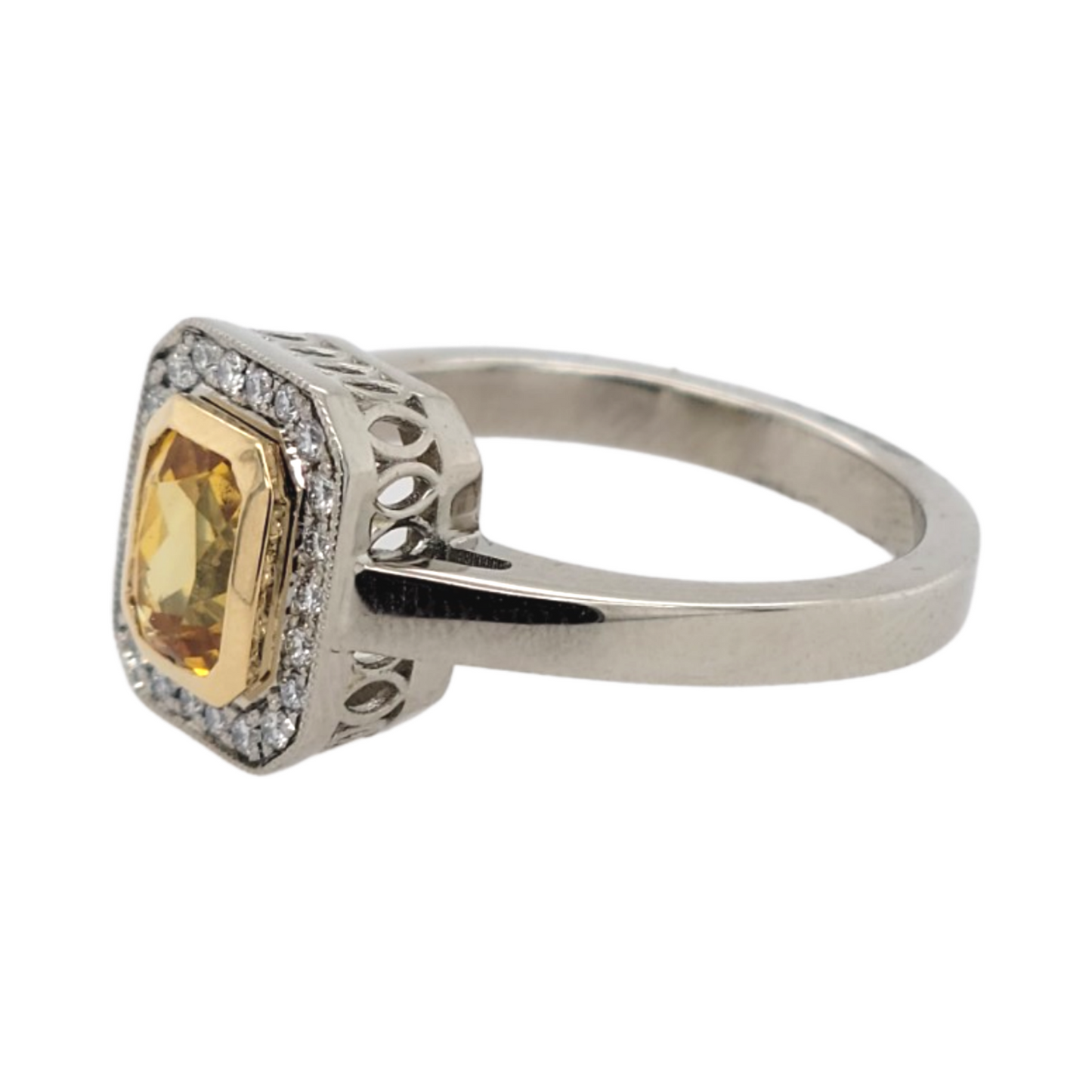 Yellow Sapphire Halo Ring