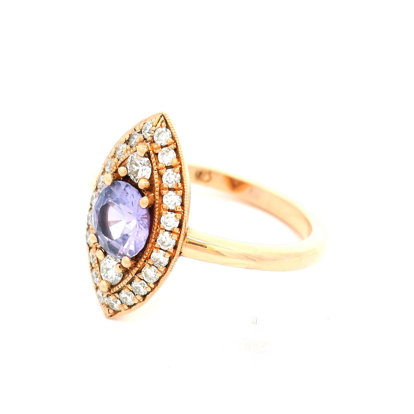14k Rose Gold Ring with0.93ct Purple Sapphire and Accent Diamonds