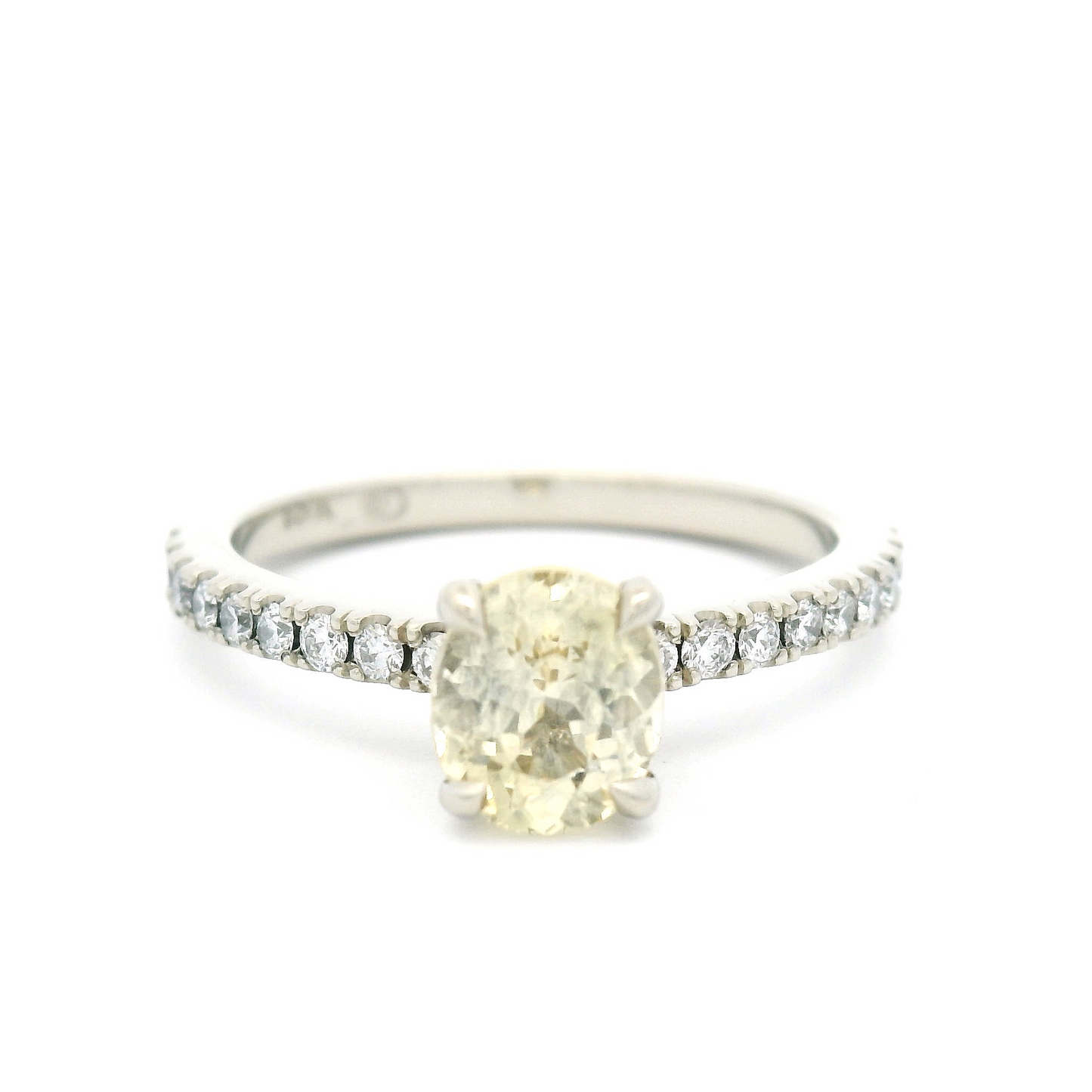18k White Engagement Ring with 1.01ct Yellow Sapphire and Accent Diamonds