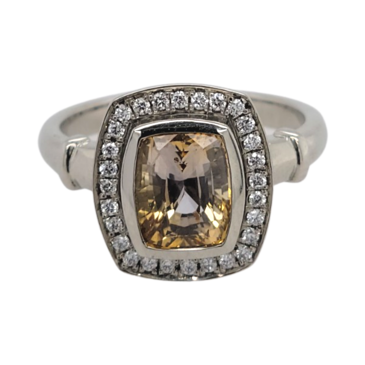 Champagne Sapphire Halo Ring