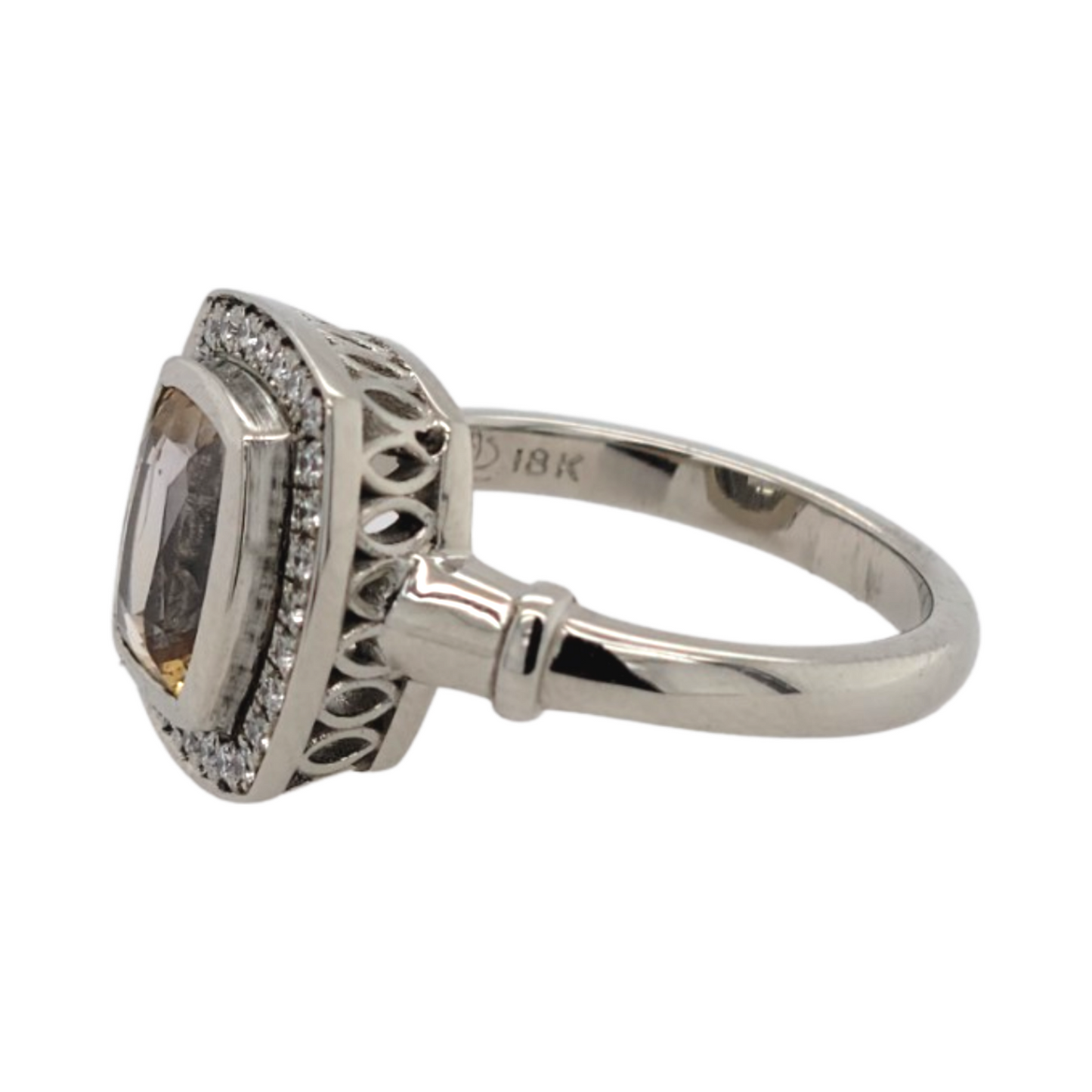 Champagne Sapphire Halo Ring
