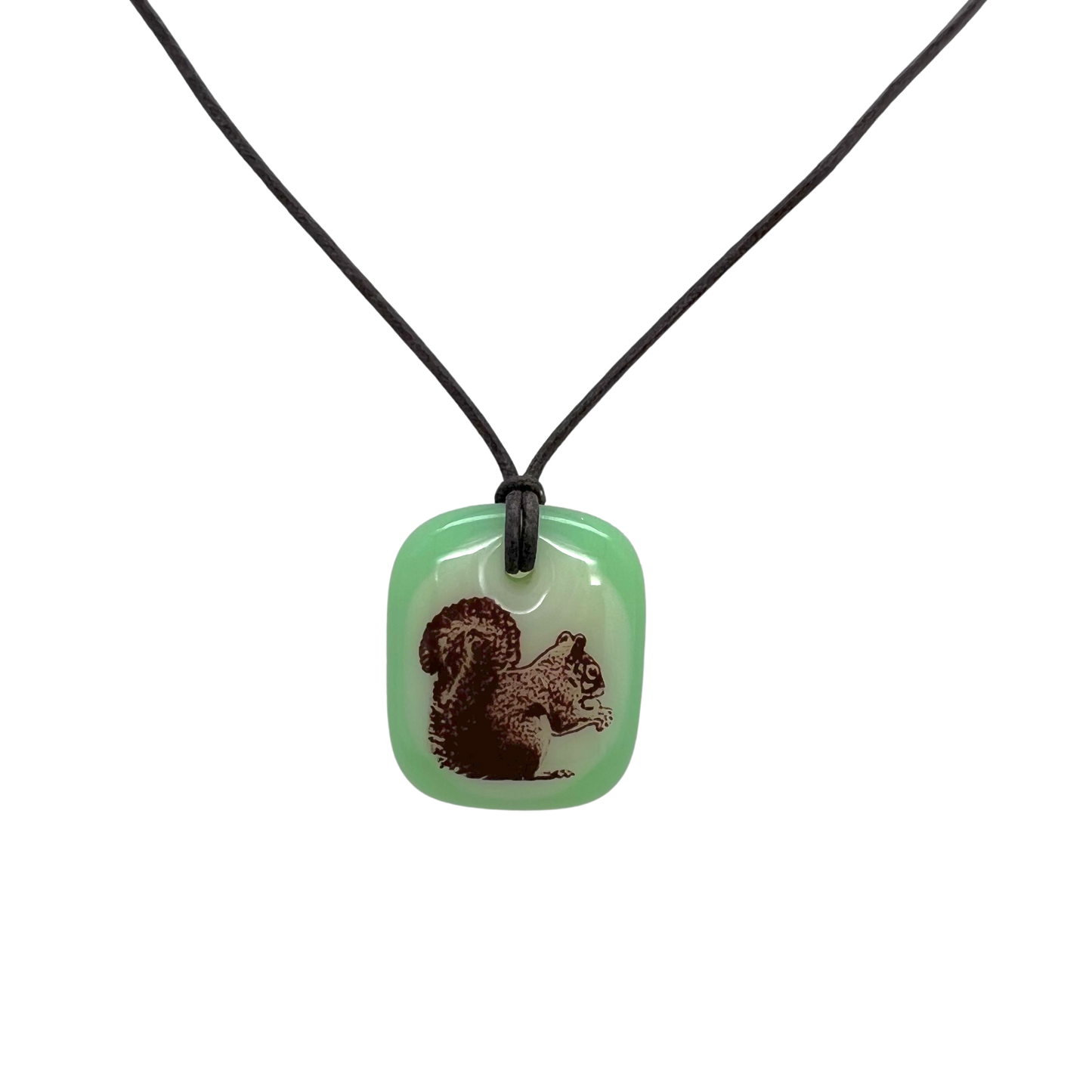 Glass Tile Squirrel Pendant