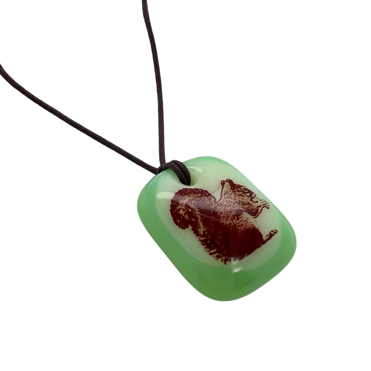 Glass Tile Squirrel Pendant