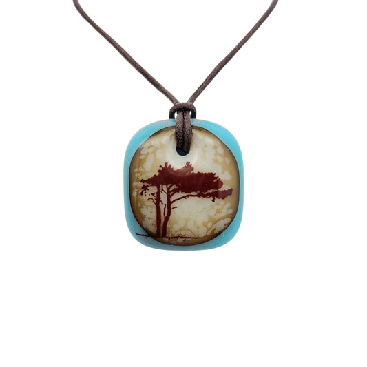 Glass Blue Tree Pendant