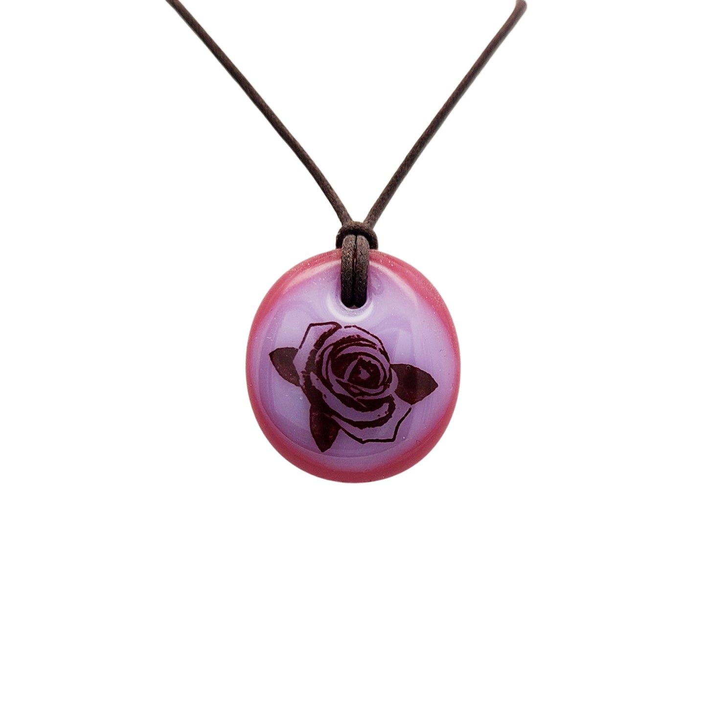 Glass Pink Rose Pendant