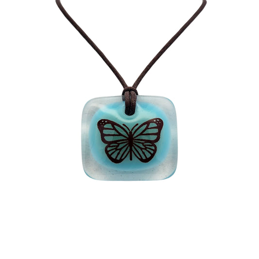 Glass Blue Butterfly Pendant