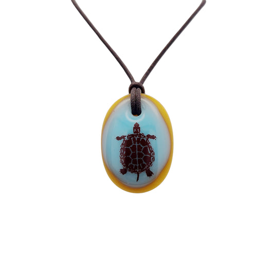 Glass Aqua Turtle Pendant
