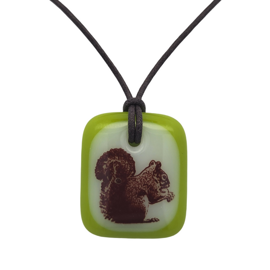 Glass Tile Squirrel Pendant