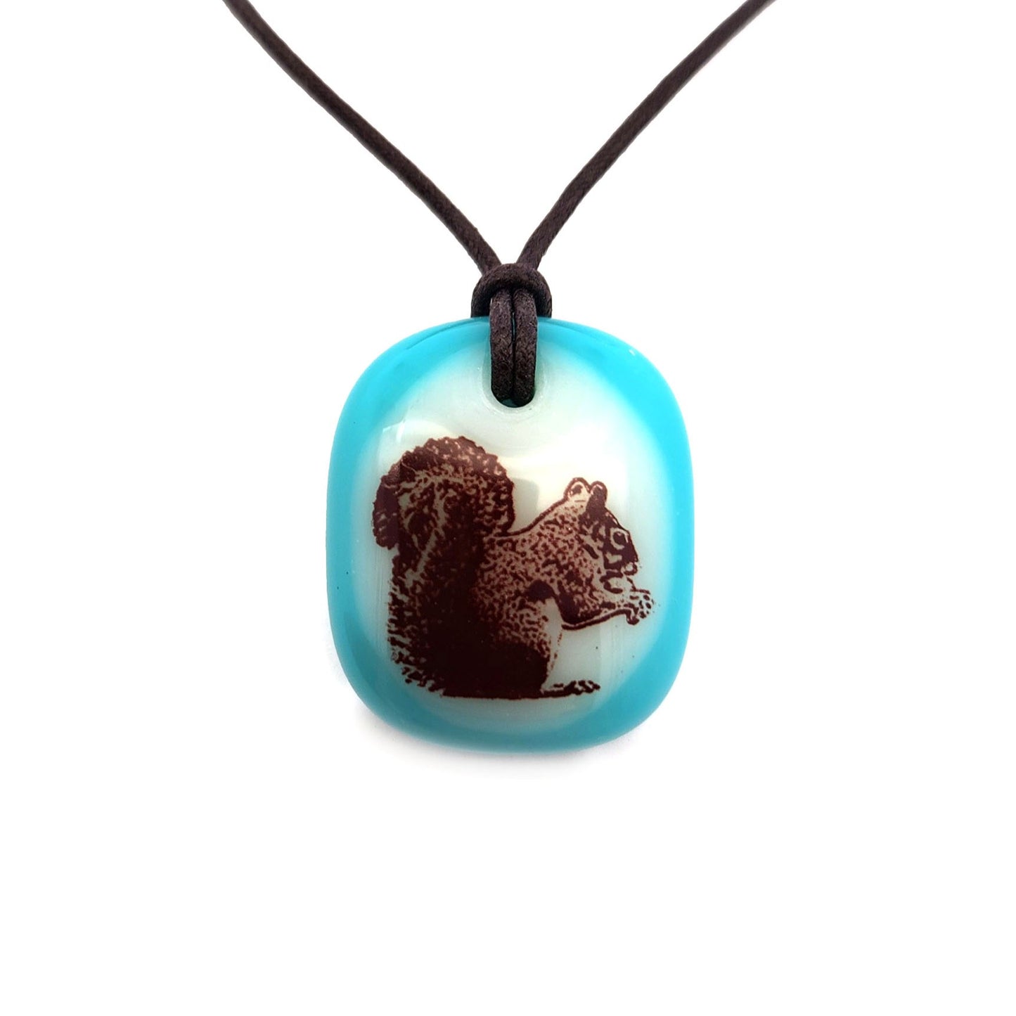 Glass Tile Squirrel Pendant