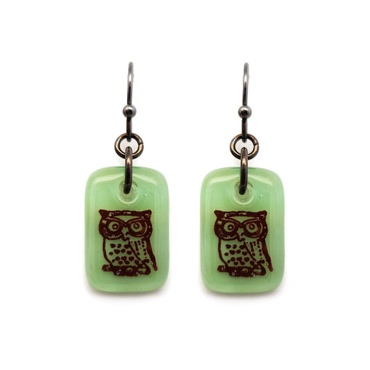 Glass Owl Earrings