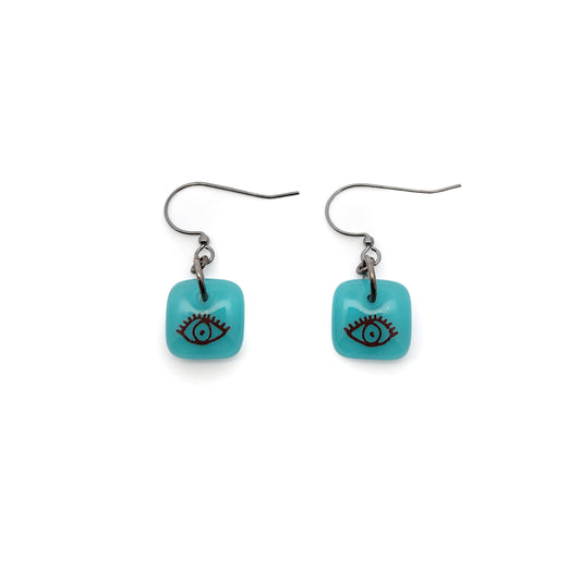 Glass Blue Eyes Earrings