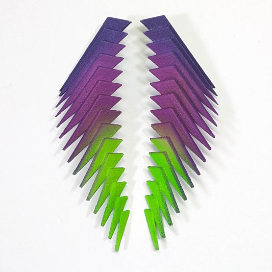 Purple and Green Parabora Earrings