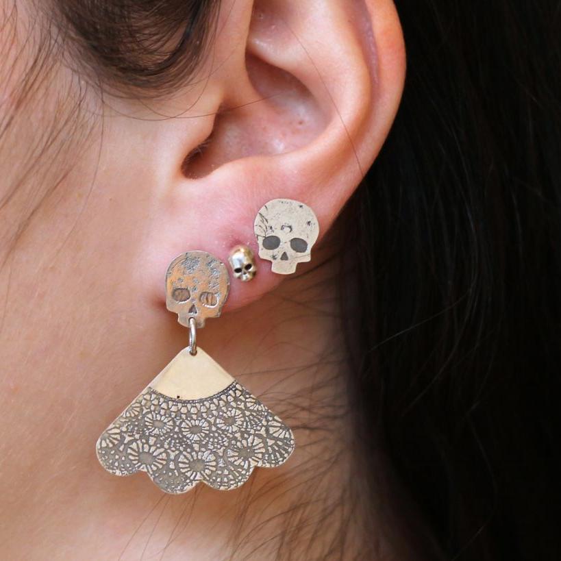 Textured Flat Skull Studs