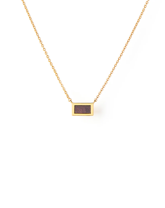 Gold Mini Wood Bar Necklace