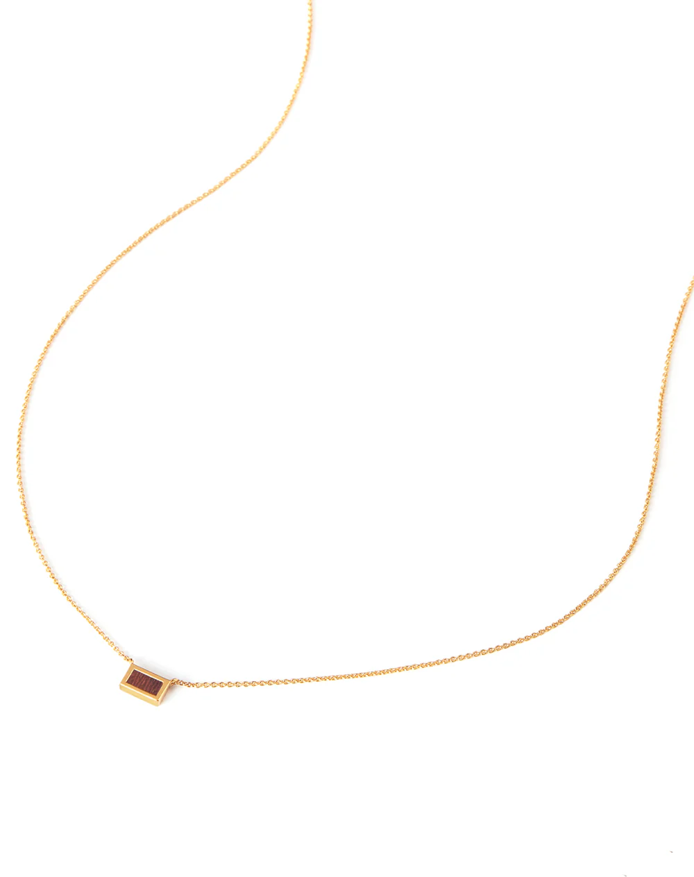 Gold Mini Wood Bar Necklace