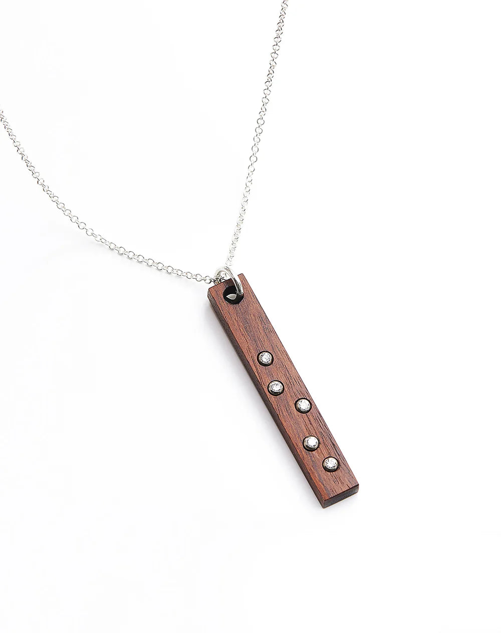 5 Diamond Bar Necklace - White Gold