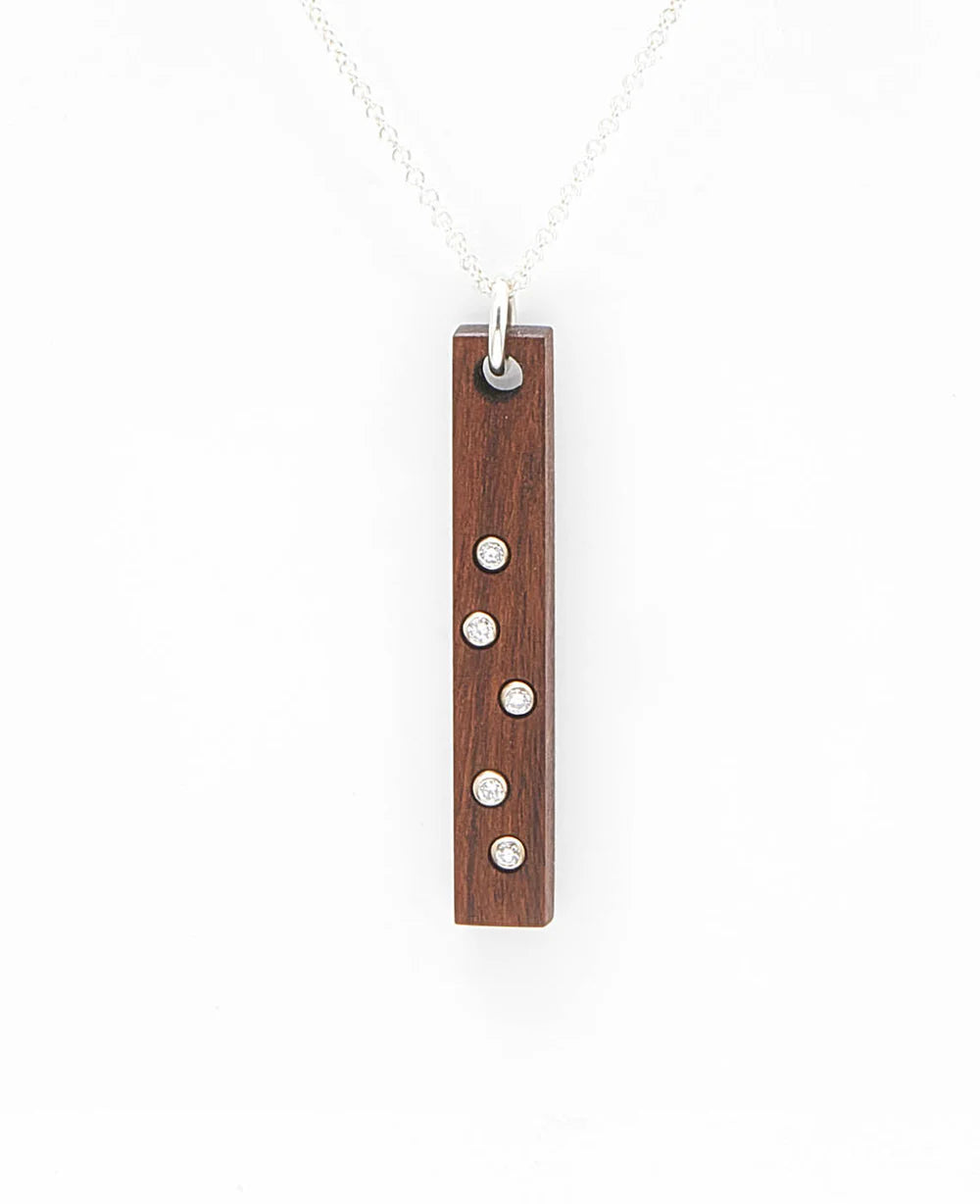 5 Diamond Bar Necklace - White Gold