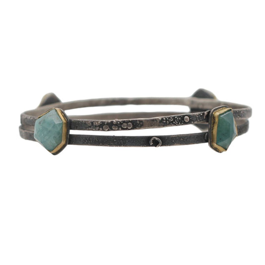 Grandidierite Gold & Silver Bangle