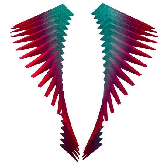 Teal & Pink Parametric Lg Earrings