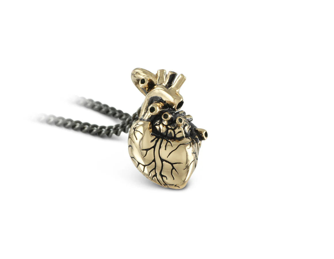 Small Bronze Anatomical Heart Pendant