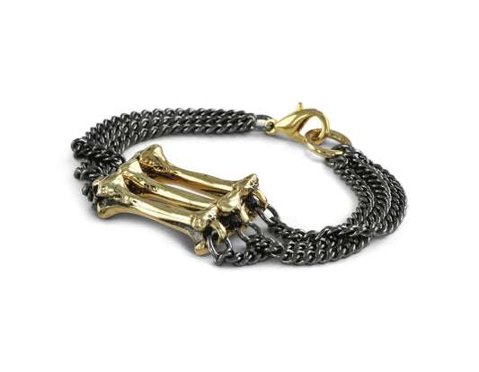 Bronze Triple Bone & Chain Bracelet
