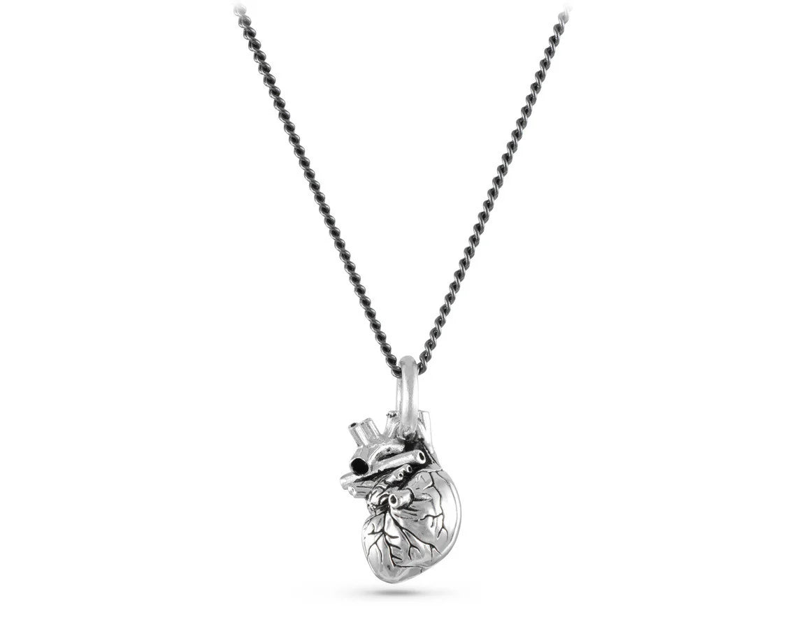 Silver Anatomical Heart Pendant
