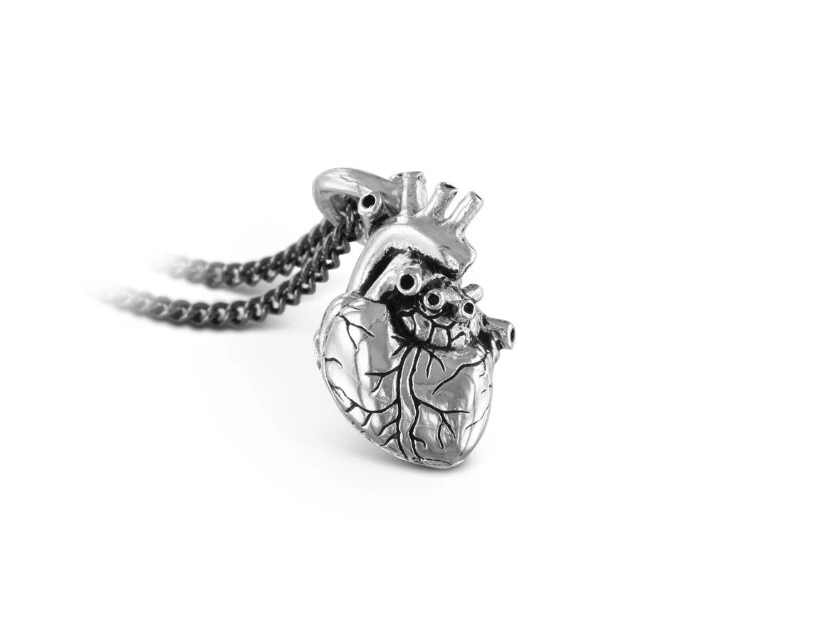 Silver Anatomical Heart Pendant