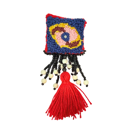 Blue Eye Red Tassle Brooch