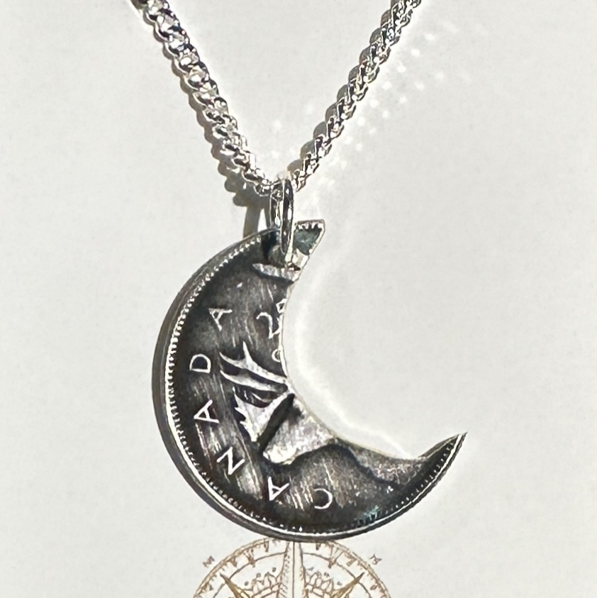 Canadian Quarter Crescent Moon Necklace