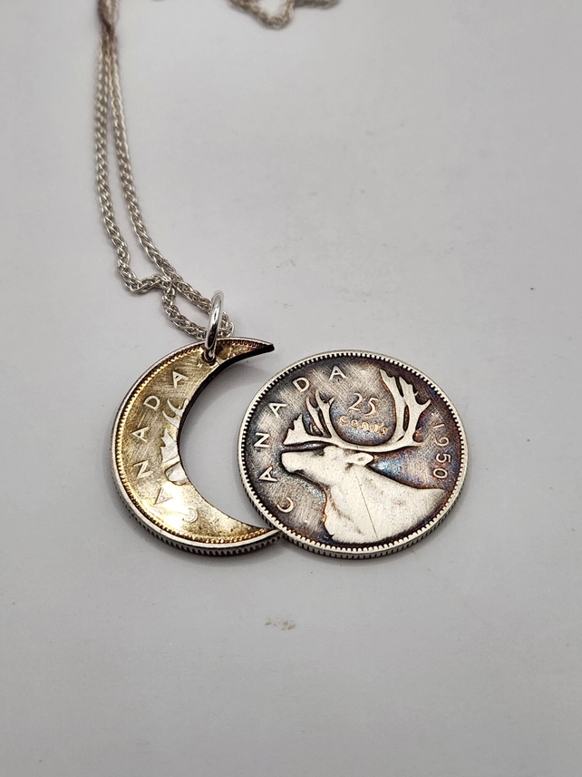Canadian Quarter Crescent Moon Necklace