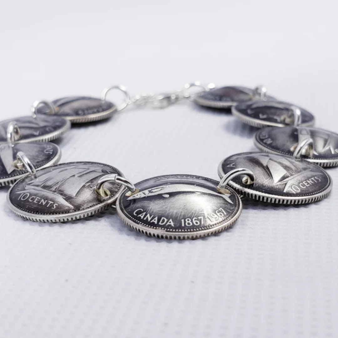 Canadian Dime Coin Bracelet