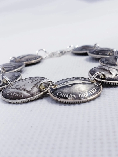 Canadian Dime Coin Bracelet