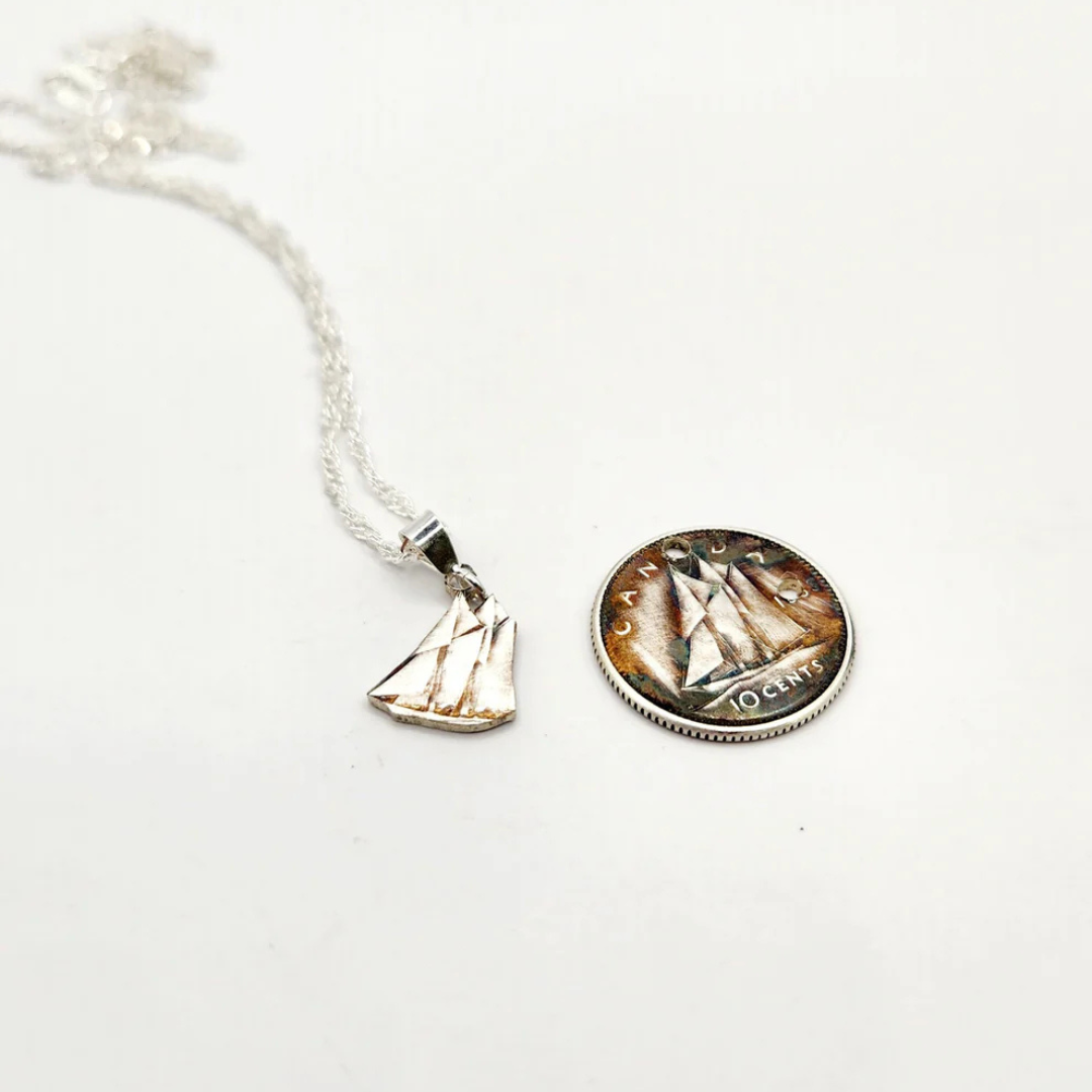 Hand-Cut Canadian Dime Coin Pendant