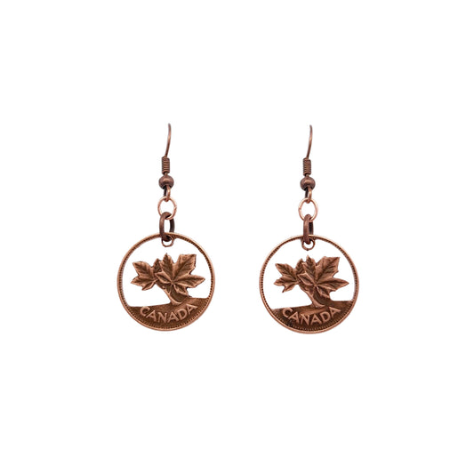 Hand Cut Canadian Penny Earrings