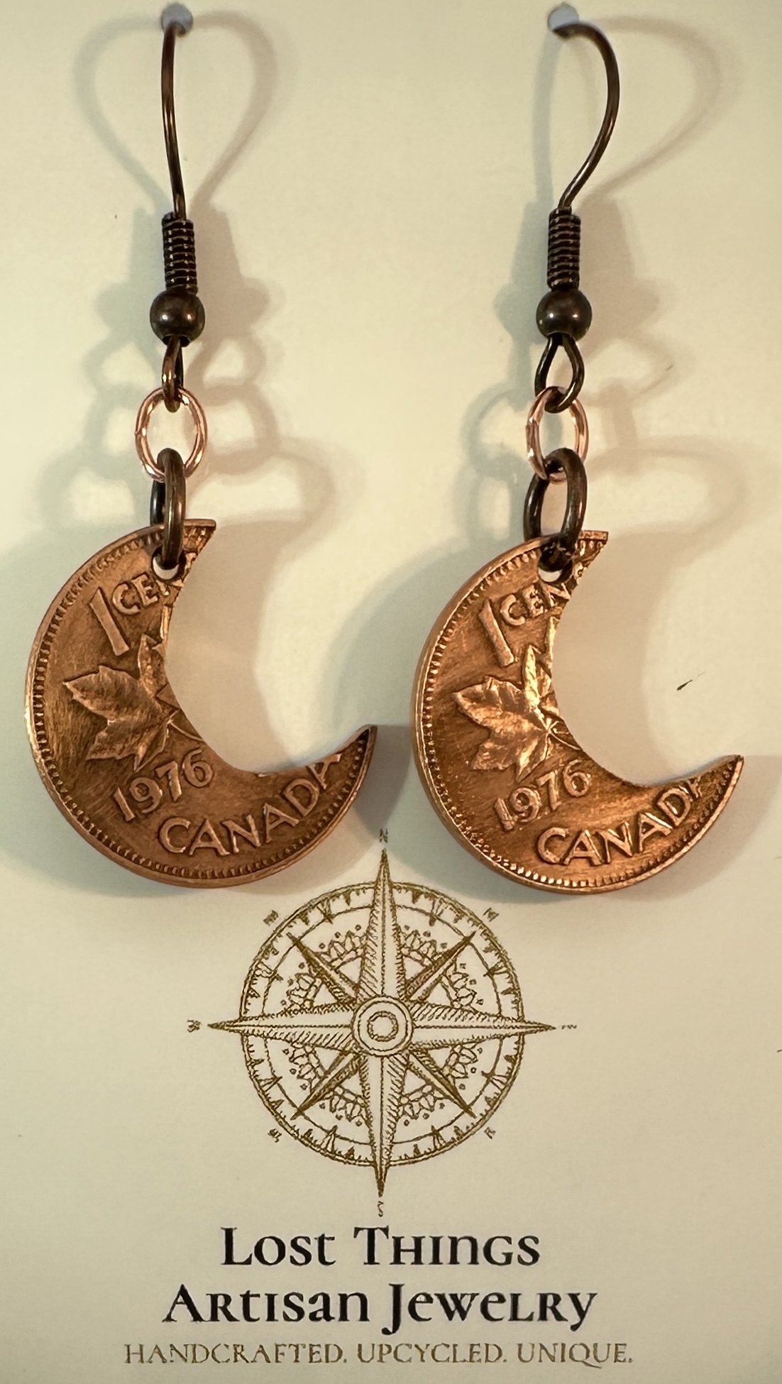 Canadian Penny Moon Earrings