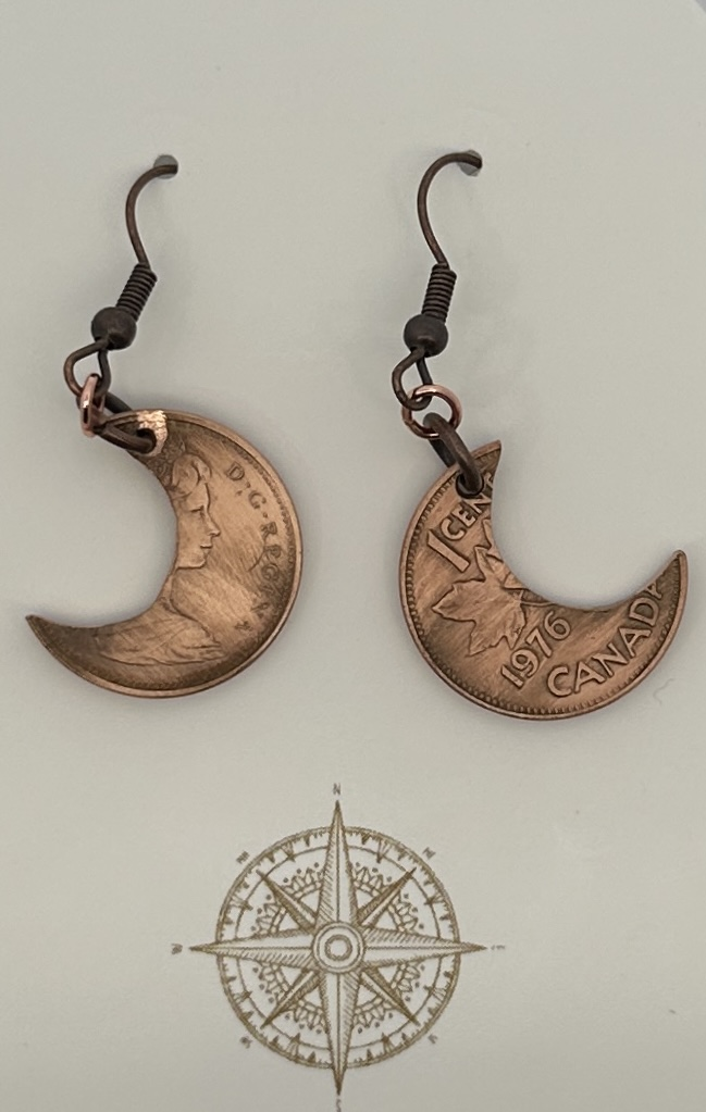 Canadian Penny Moon Earrings
