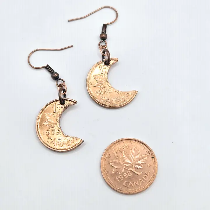 Canadian Penny Moon Earrings