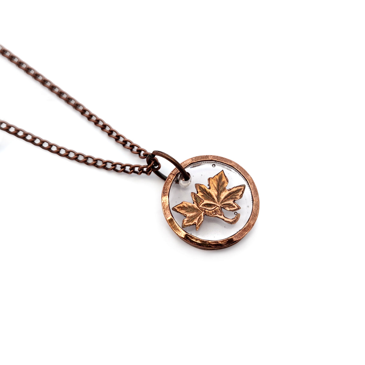 Canadian Penny Coin in Resin Necklace