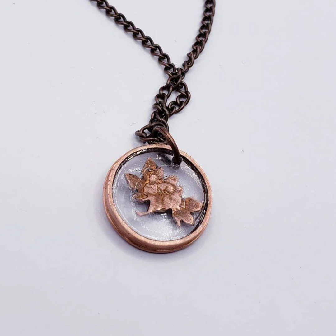 Canadian Penny Coin in Resin Necklace