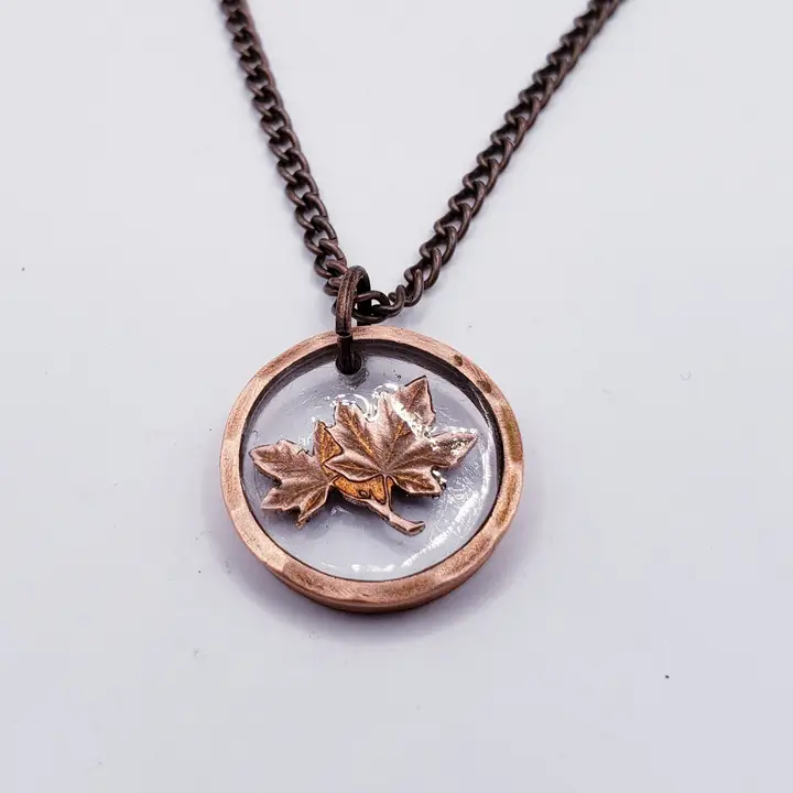 Canadian Penny Coin in Resin Necklace