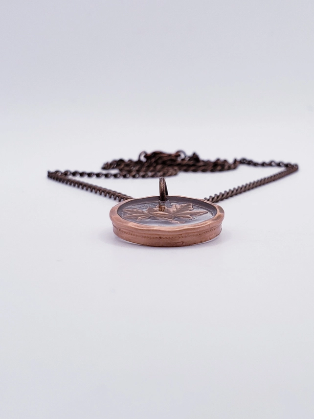 Canadian Penny Coin in Resin Necklace