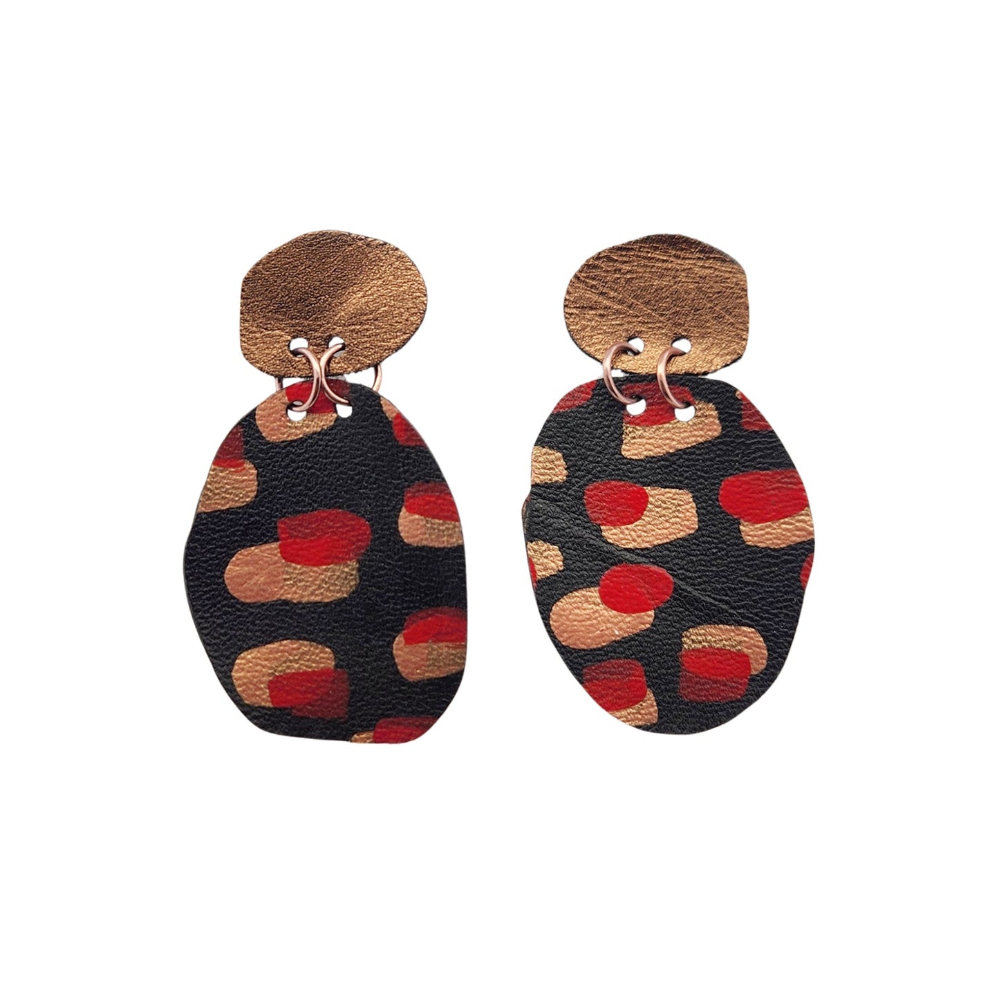 Black & Red Leather Earrings