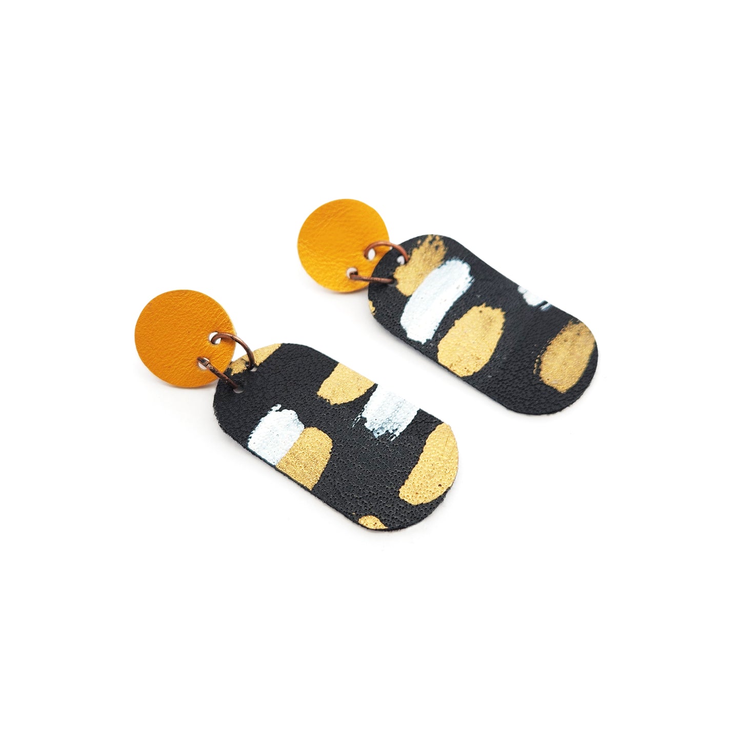 Black & Yellow Leather Earrings