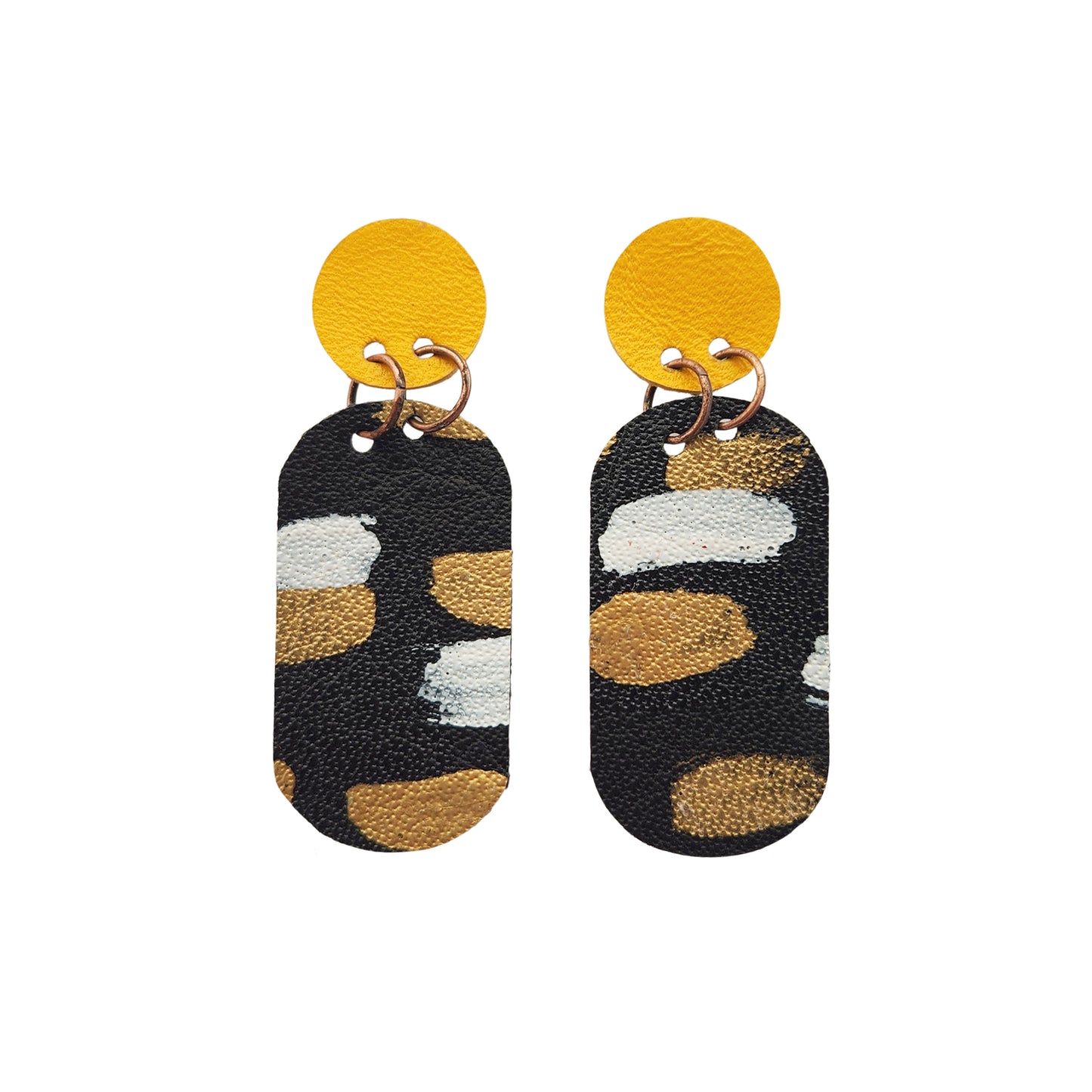Black & Yellow Leather Earrings