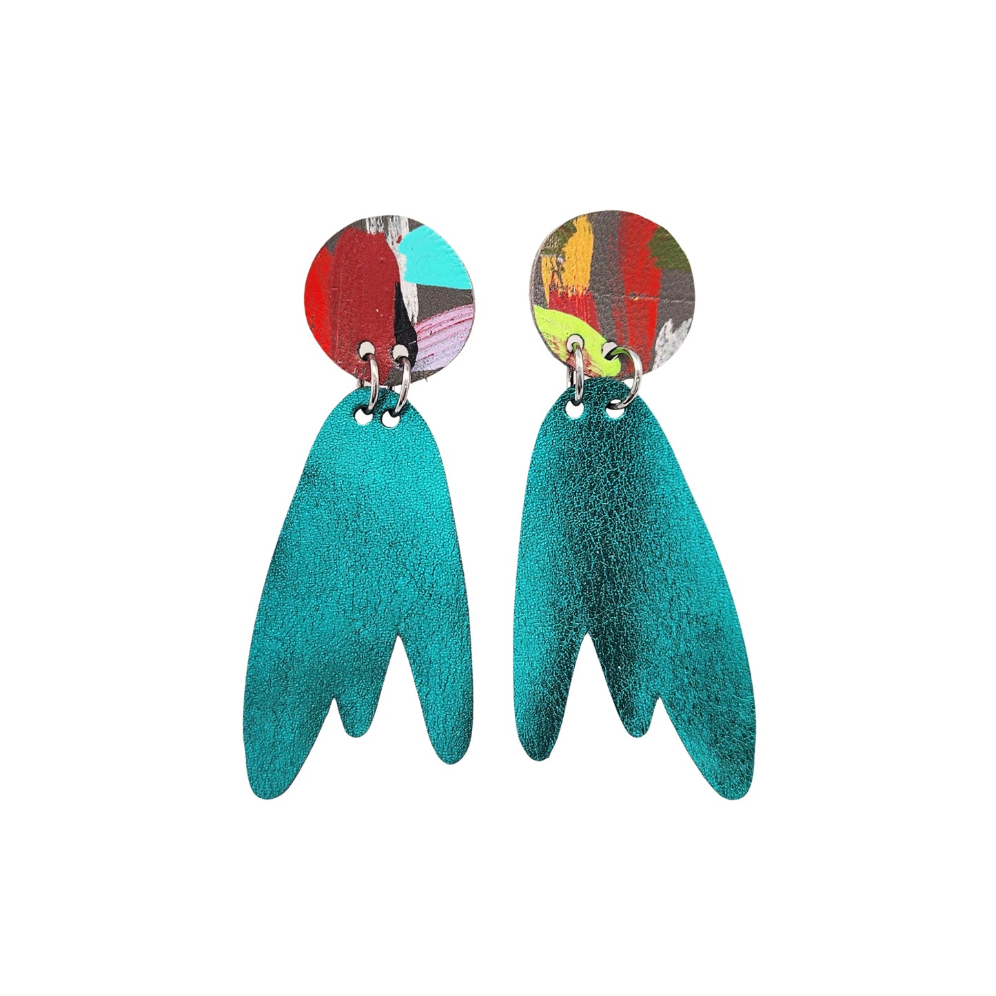 Teal Leather Earrings