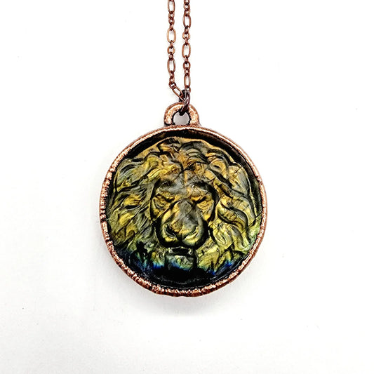 Carved Labradorite Lion Necklace