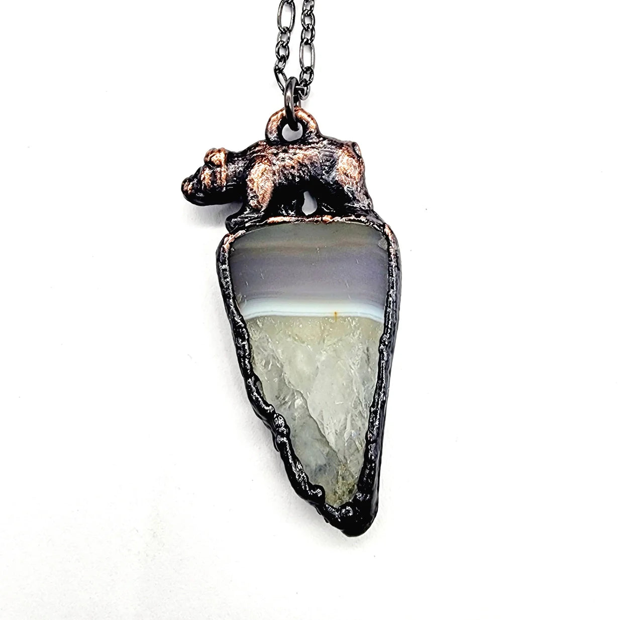 Crystalline Agate Bear Necklace
