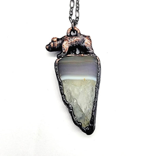 Crystalline Agate Bear Necklace