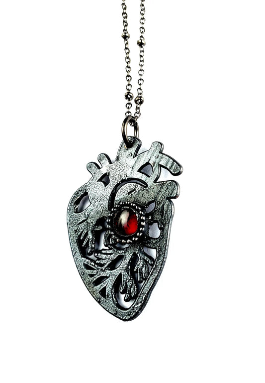 Garnet Sacred Heart Necklace